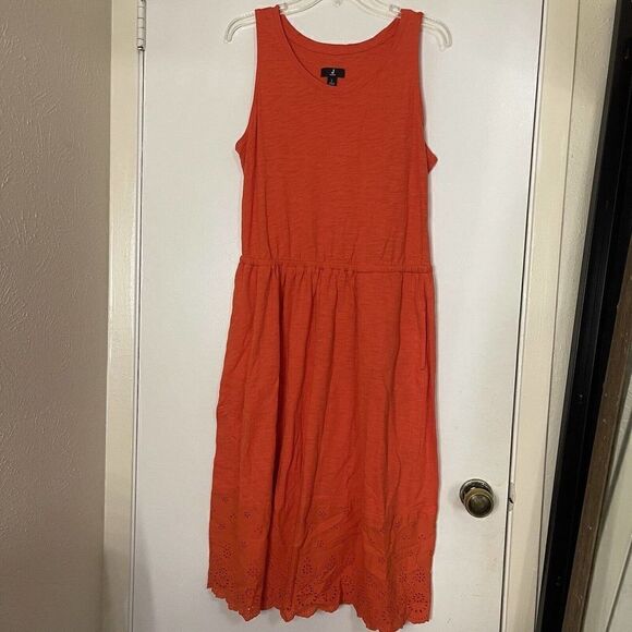 Jason Wu Regular Knit Midi Dress with Eyelet Detail sleeveless cotton size large - Picture 3 of 10